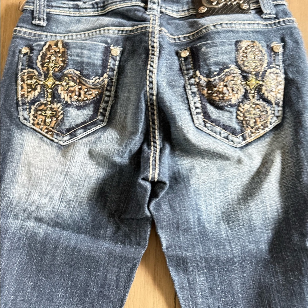 Cello Blue Boot Cut Jeans with Embroidery
